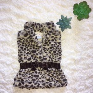 5/$25 Girls Cream and Brown Faux Coat